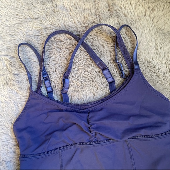 Lululemon Warrior 1 Double Strap Yoga Workout hot Tank Top size 4 purple layered - Picture 6 of 15